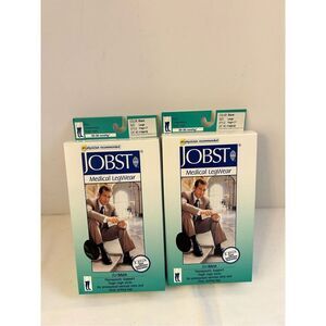 2 Jobst medical leg wear for men large black thigh ct 20-30mmhg new